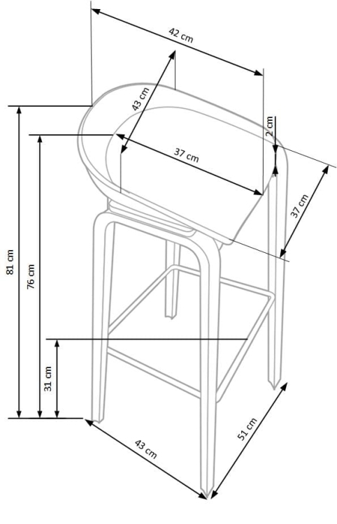H86 hoker biało / popiel (1p=2szt)