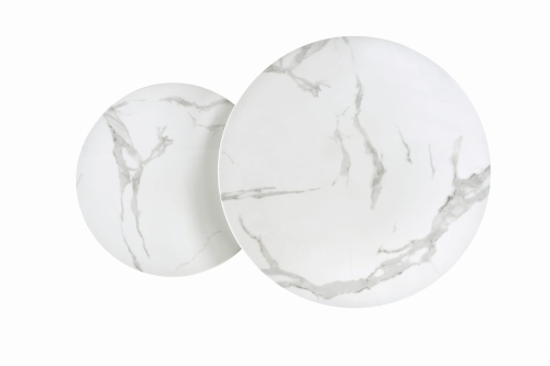 MERCURY 2 zestaw 2 ław, stelaż - srebrny, szkło - biały marmur (1p=1szt)