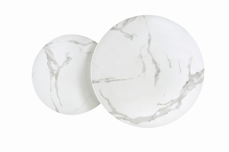 MERCURY 2 zestaw 2 ław, stelaż - srebrny, szkło - biały marmur (1p=1szt)